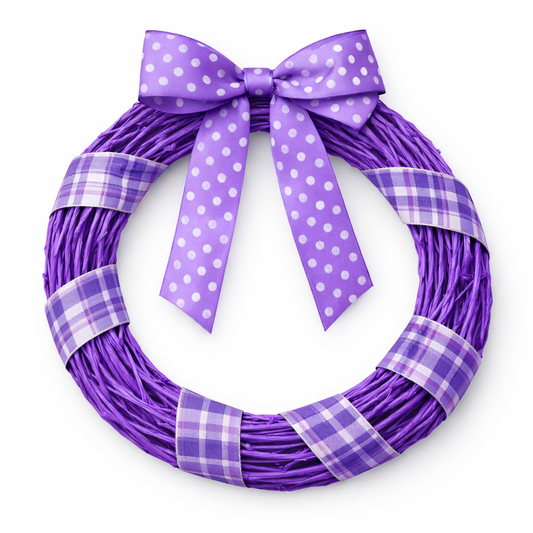 Seasonal Wreath - Spring Wreath with Lavendar Dot Bow