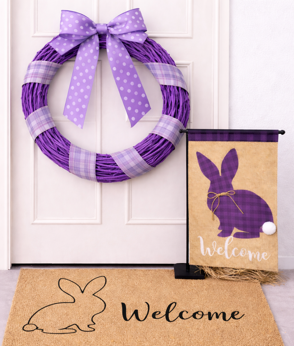 Spring Door Décor Set - Wreath, Flag & Door mat